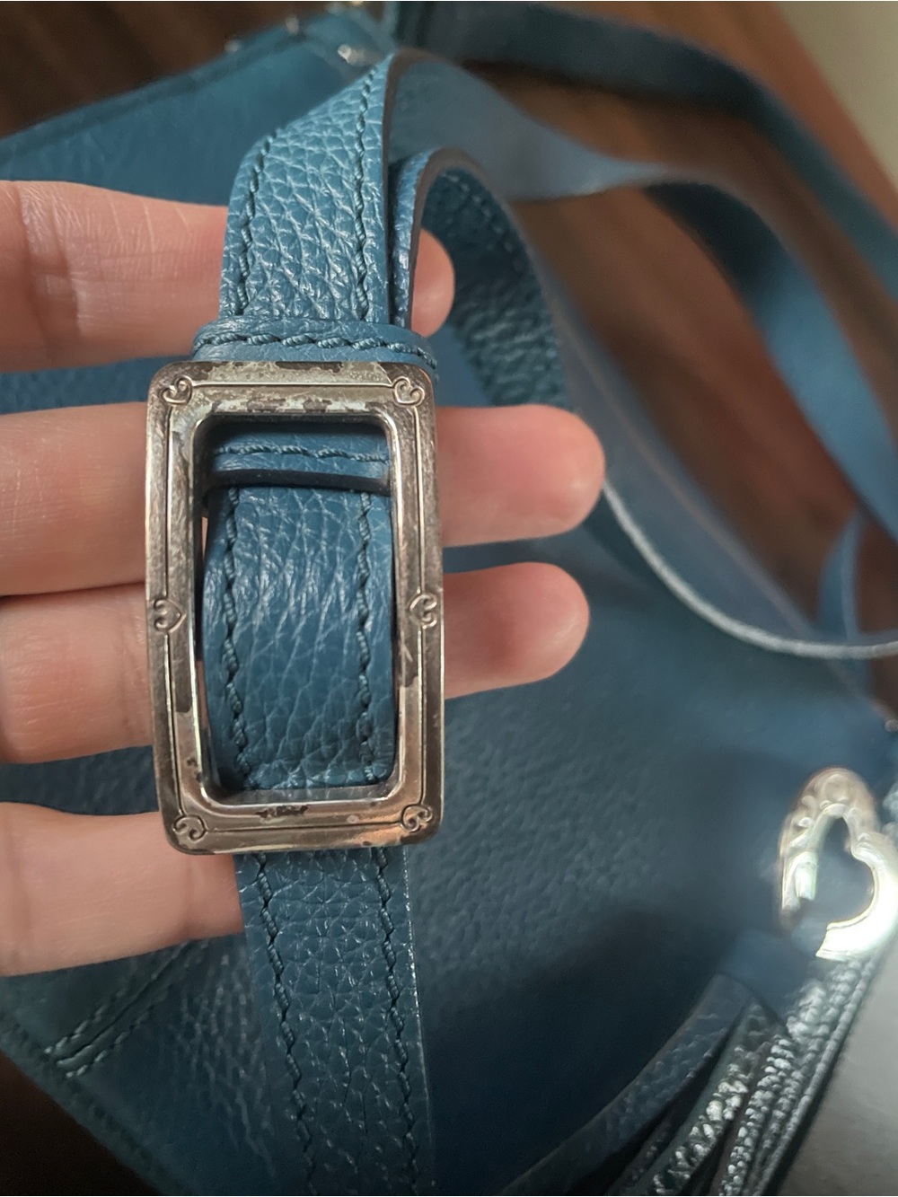 Brighton Barbados City Organizer Leather Crossbody Bag Turquoise - Picture 7 of 14